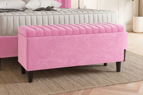 Lined velvet ottoman storage - lined,