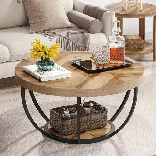 Round wooden coffee - round, table