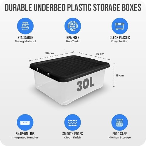 Underbed plastic storage boxes - plastic,