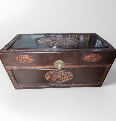 Old chinese carved camphor - chinese,