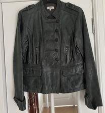 Linea Weekend Vintage Grey Military Style Ladies Leather Jacket, Size S
