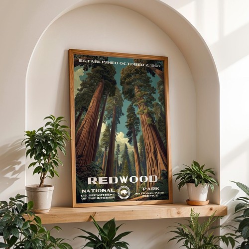 Redwood national park poster - park,