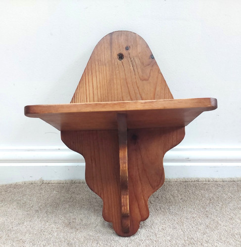 Vintage pine wall shelf clock - vintage,
