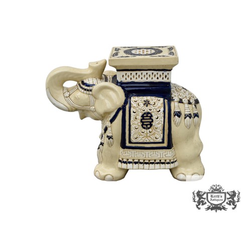 Ceramic elephant garden stool - garden,