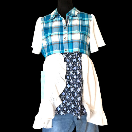 Upcycled boho patchwork tunic - boho,