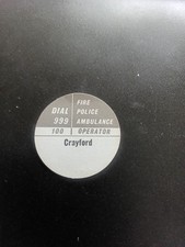 GPO dial label. genuine. unissued.  Crayford exchange.