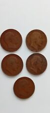 5 Old British Pennies KEVll Different Dates 1d 1902 to 1910 Good Grades