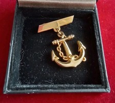 Vintage Gold Tone Bar with Ship Anchor Dropper Navy  Sailor Brooch