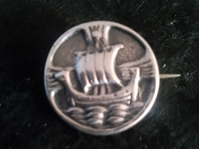 Iona silver brooch Alexander Ritchie design vintage viking longship