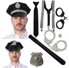 Police Fancy Dress Police Hat Cop Robbers Handcuffs Truncheon Badge Halloween