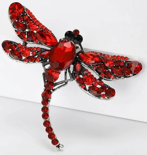 Large red dragonfly crystal - red,