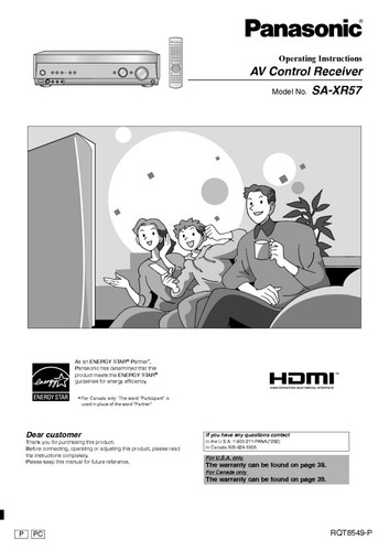 Panasonic xr57 receiver - panasonic, sa-xr57