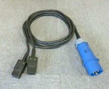 Newlec NLAMT002 240V 16A Industrial Blue Plug To Dual C19 Female Cable Black
