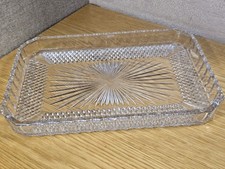 Vintage Cut Glass Rectangular Vanity Dressing Table Tray - 30 x 21 cm