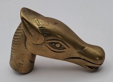 Superb Vintage Brass Horse Head Cane Handle Walking Stick Top Equestrian, Unique