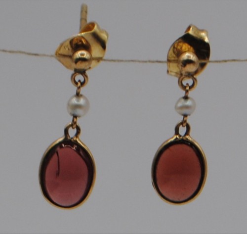 Pair 9ct cabochon - pair, of