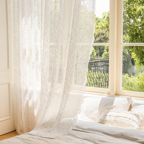 Lace sheer curtain - lace, beads
