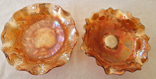 Carnival Glass Marigold Bowls: Footed & Fluted - Rare Designs, Vintage, Low cost