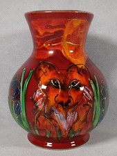 Anita Harris Vase - LION ~ Signed To Base In Gold - Ht 14cm ~ Dia 11.5cm ~ VGC