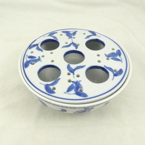 Ceramic flower frog blue - ceramic,