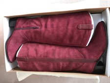 White Stuff suede knee high boots size 6 dark red unworn with box