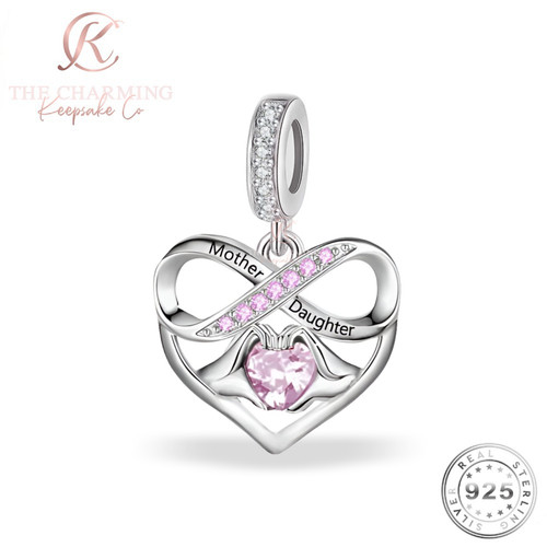 Mum daughter charm silver - mum,