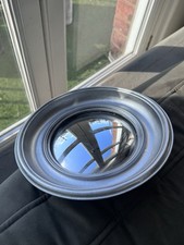 VINTAGE STYLE ROUND CURVED MIRROR GRAY DISTRESSED 23 CM