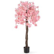 COSTWAY 163CM Tall Artificial Cherry Blossom Tree 1 Pack-Pink