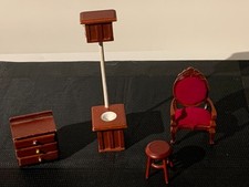 Vintage Dollhouse Furniture lot chest of Drawers chair stool & Toilet  1:12 scal