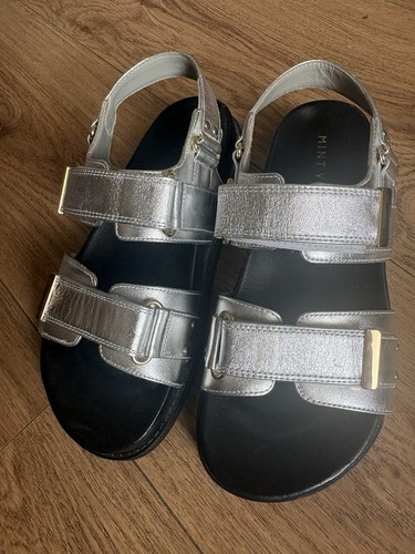 Silver leather mint velvet - leather,