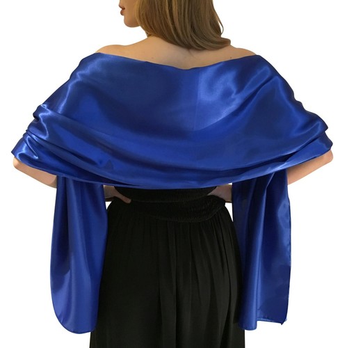 Royal blue satin shawl stole - royal,