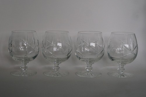 Set cut crystal brandy - set, of