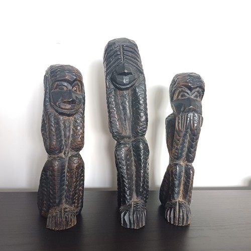 Wooden wise monkey carved - wooden,