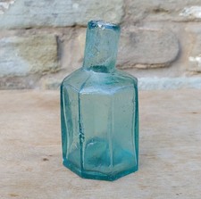 Victorian Turquoise Aqua Octagonal Burst Top Ink Bottle