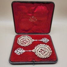 Boxed Victorian Set of Sterling Silver Gilt Bonbon Spoons 1891 Hallmarked