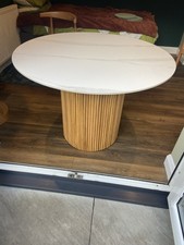 DAALS MARU CIRCULAR DINING TABLE OAK AND CERAMIC STYLE TOP 110CM DIAMETER