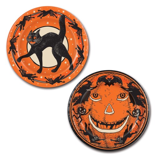 Vintage halloween plates 8pk - vintage,
