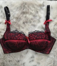 La Senza Women's Black & Red Lacy Bra Size 34E