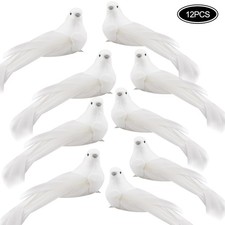 12pcs Artificial White Birds