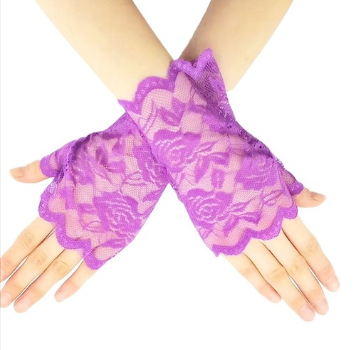 Lilac purple lace fingerless - lace,