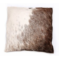 Luxurious Brown & White Cowhide Pillow Cover – Reversible & Unique Design