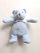 Tesco 2000 Blue/Gingham Print Soft Beanie Toy Small Teddy Bear