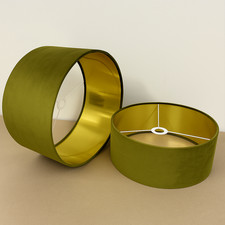 New Velvet Lampshade Ceiling Drum Light Shade Table Floor & Brushed Gold Lining