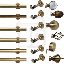 28mm Antique Brass Eyelet Curtain Pole With IDC Brackets & Finials