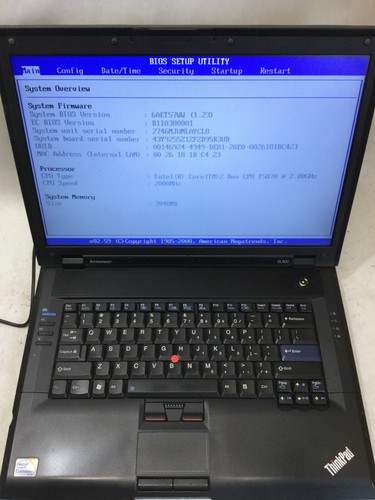 Lenovo thinkpad sl500 boots - lenovo,