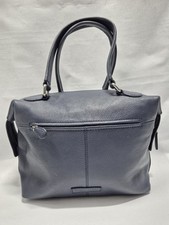 DEBENHAMS The Collection Shoulder Bag blue real leather double handles charm zip