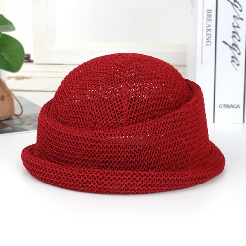 Curled edge straw pillbox - curled,