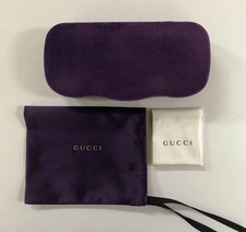 New Authentic Gucci Sunglasses Eyeglass Case Purple Velvet Clamshell Small Case