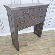 Rustic Vintage Reclaimed Solid Wooden Hall Console Table 5 Drawers - Primitive