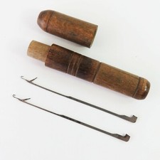 Antique Victorian Wooden Sewing Needle Holder Storage Case Treen Box